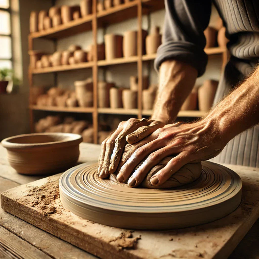 Wedging the clay