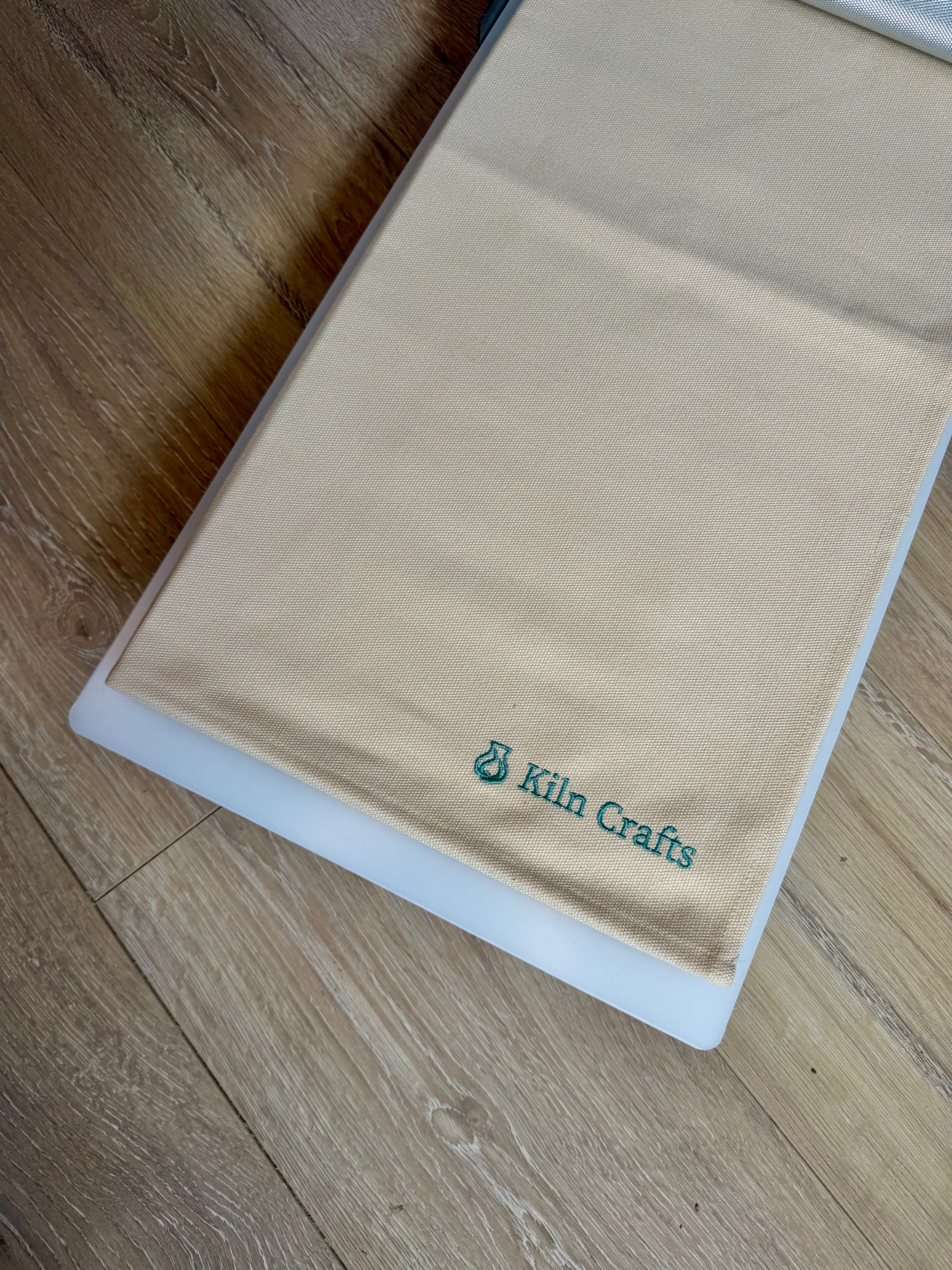 Embroidered Kiln Crafts canvas rolling cloth close-up