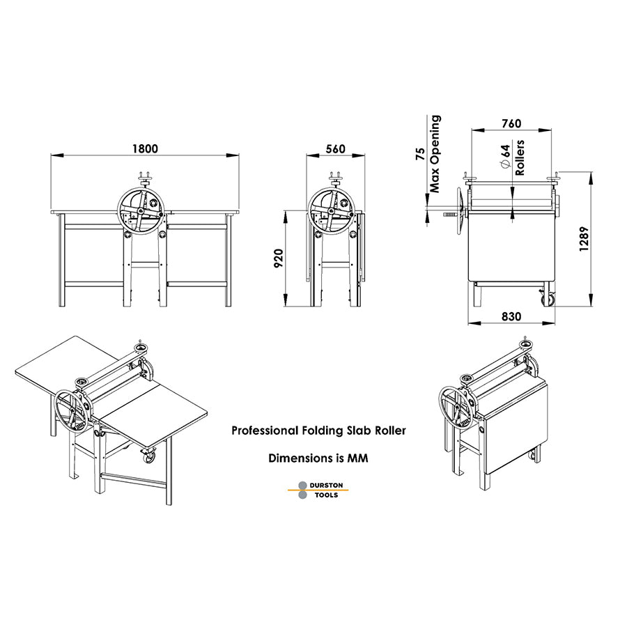 Durston Professional Folding Slab Roller