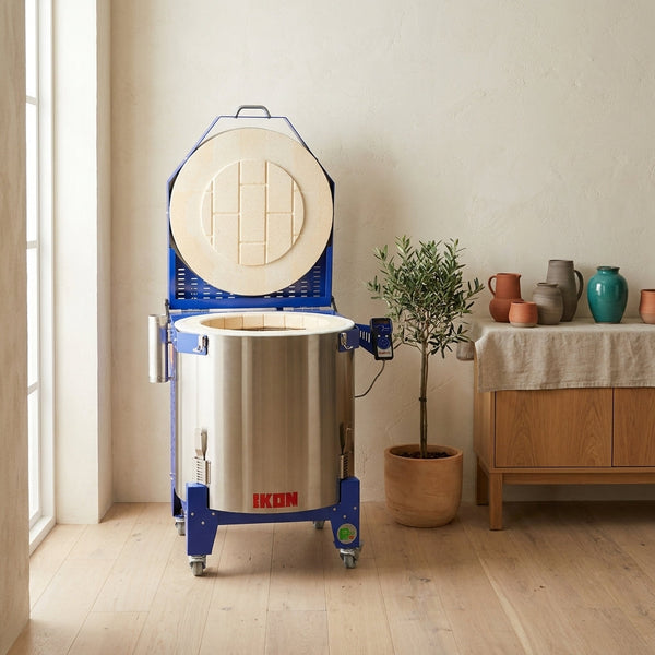 Kilncare IKON V61 GXR Top-Load Pottery Kiln in a home studio
