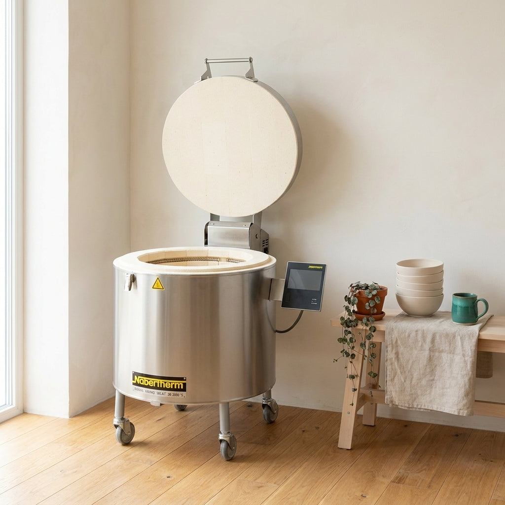 Nabertherm 45L Toploading Home Pottery Kiln in a home studio