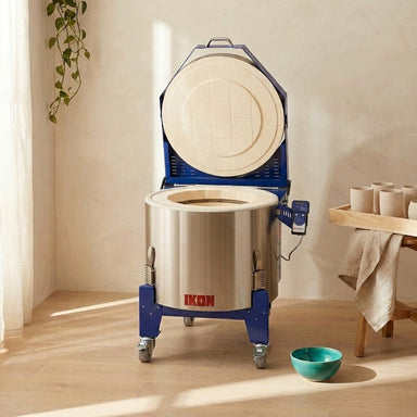 Kilncare Ikon V46 Top Load Pottery Kiln in a warm studio setting